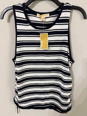MICHAEL Michael Kors Navy and White Striped Tank Top